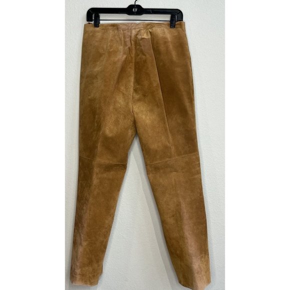 Vintage CO & EDDY Sz 8 Genuine Suede Leather Pants Straight Leg BROWN 90’s Y2K - Picture 2 of 11